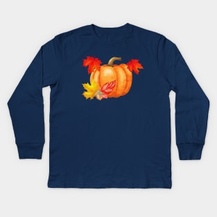 Fall Season Pumpkin Kids Long Sleeve T-Shirt